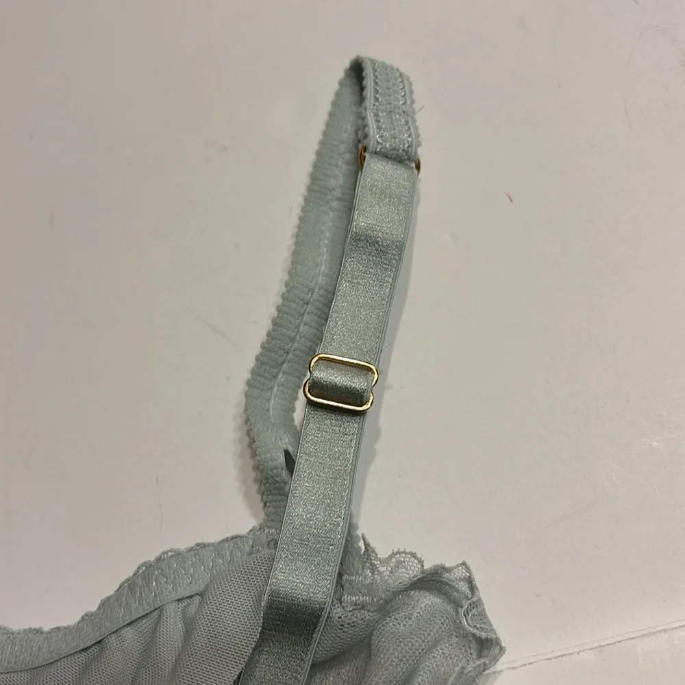 Auden Light Green Unlined Balconette Coverage Lace Underwire Bra